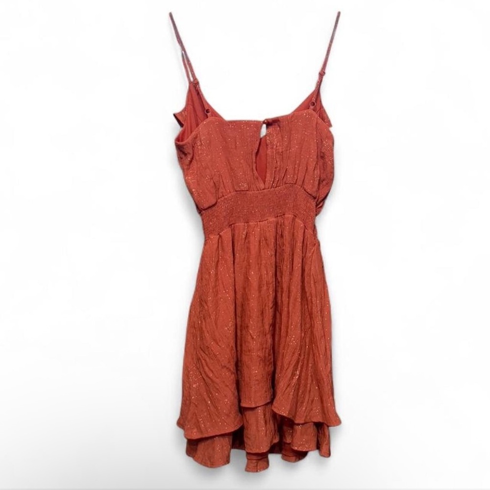 Rust Ruffle Mini Dress - Picture 4 of 5
